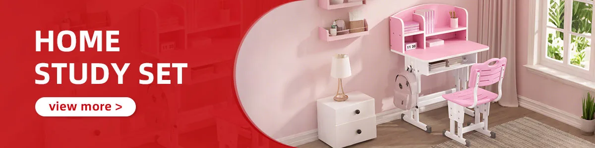 Home study set — children's study desk in a home interior